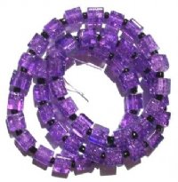 50 6x6mm Violet Crackle Cube Beads